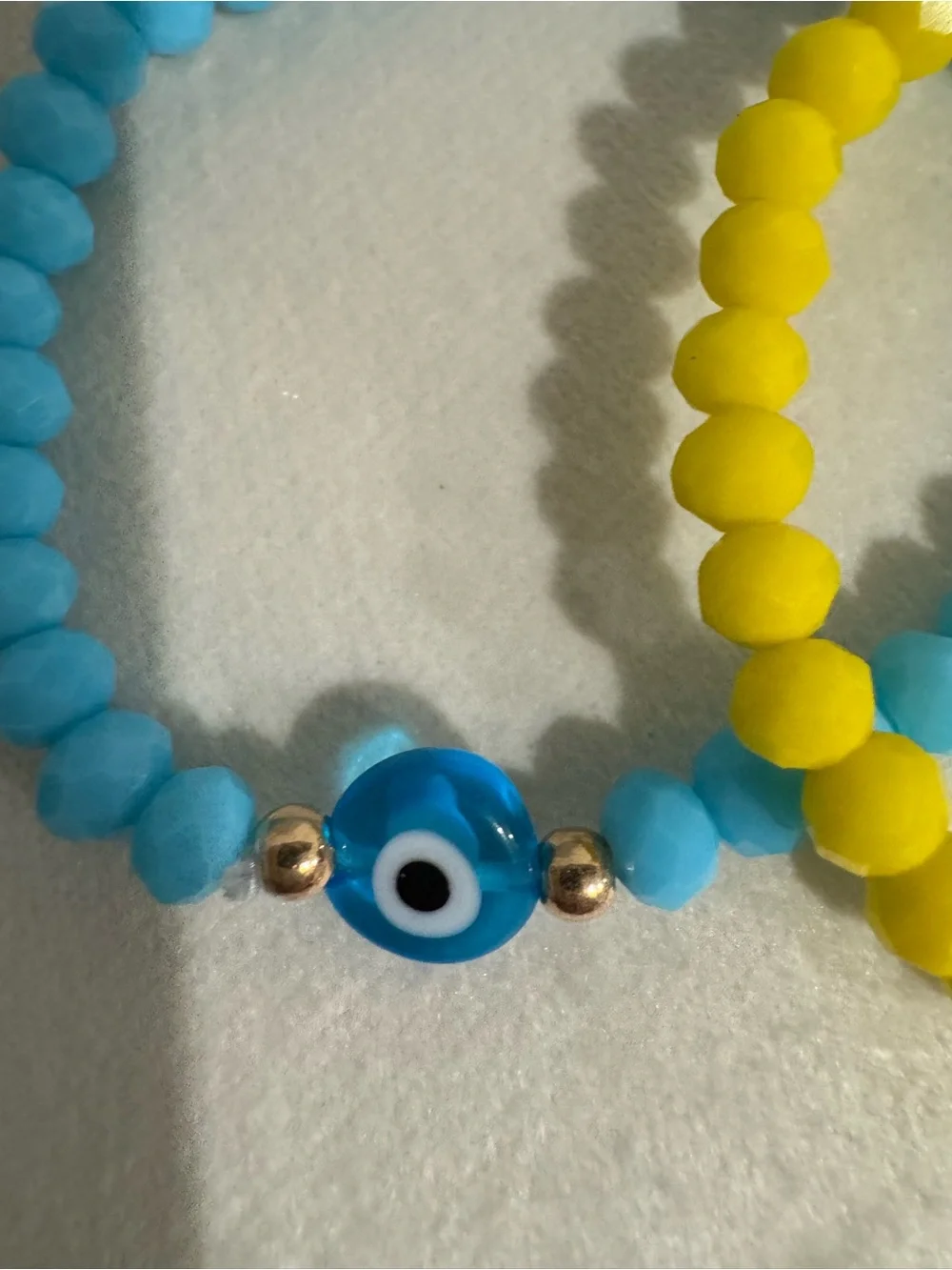 Kids Beaded Evil Eye Bracelets - Blue & Yellow